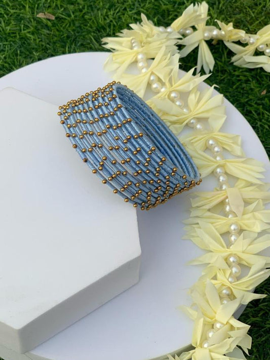BD-14 Dotted Bangles - Sky Blue (12 Pcs)