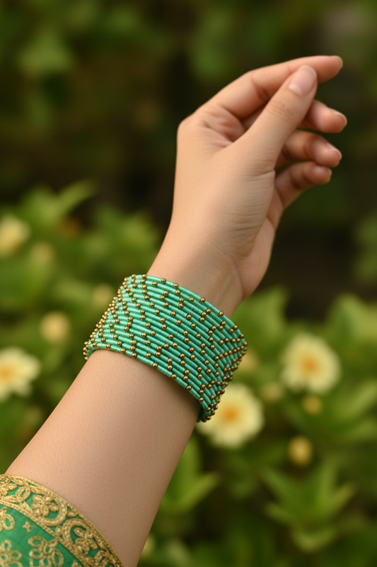 BD-14 Dotted Bangles Mint Green (12 Pcs)