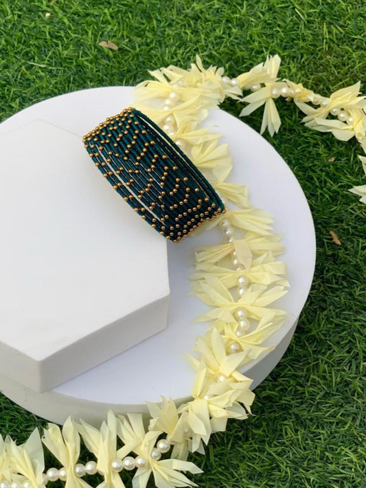 BD-14 Dotted Bangles  Deep Teal Green (12 Pcs)