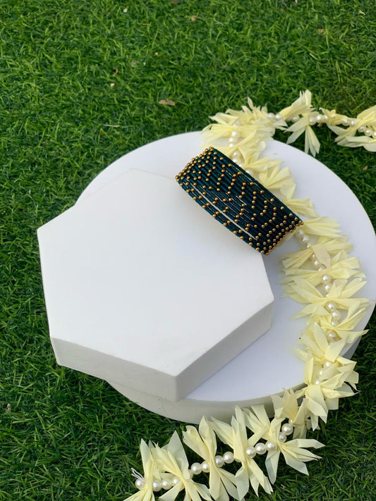BD-14 Dotted Bangles  Deep Teal Green (12 Pcs)