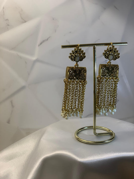 Warq Jhumkay - Gold White
