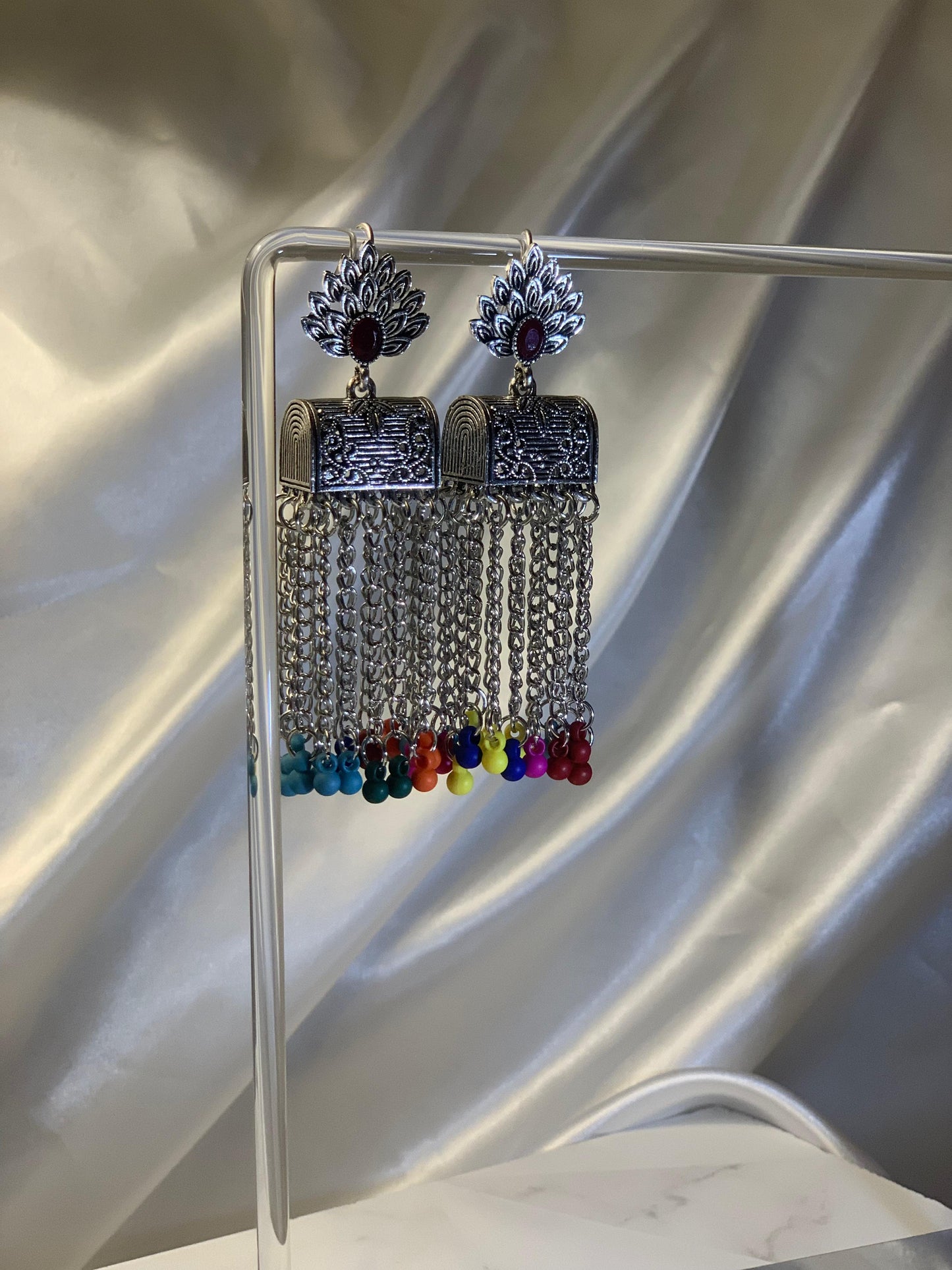 Warq Jhumkay - Silver Multicolor