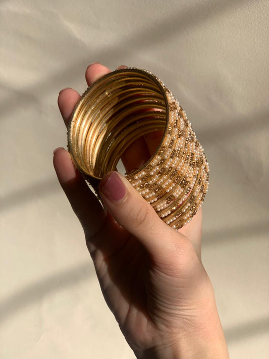 Neha Bangles (Gold and Pearl)