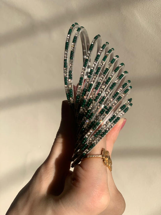 Neha Bangles (Green and Silver)