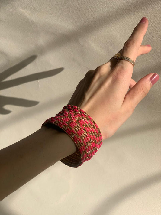 Neha Bangles (Pink and Gold)