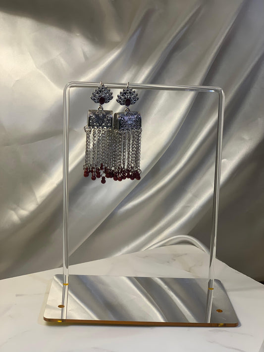 Warq Jhumkay - Silver Maroon