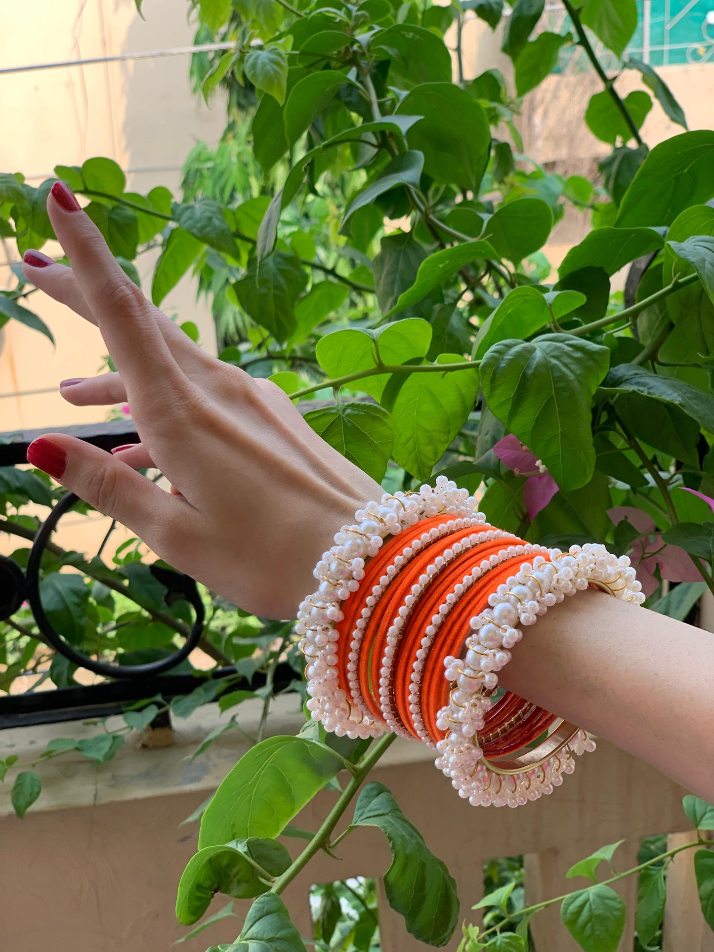 Moti and velvet set - Orange