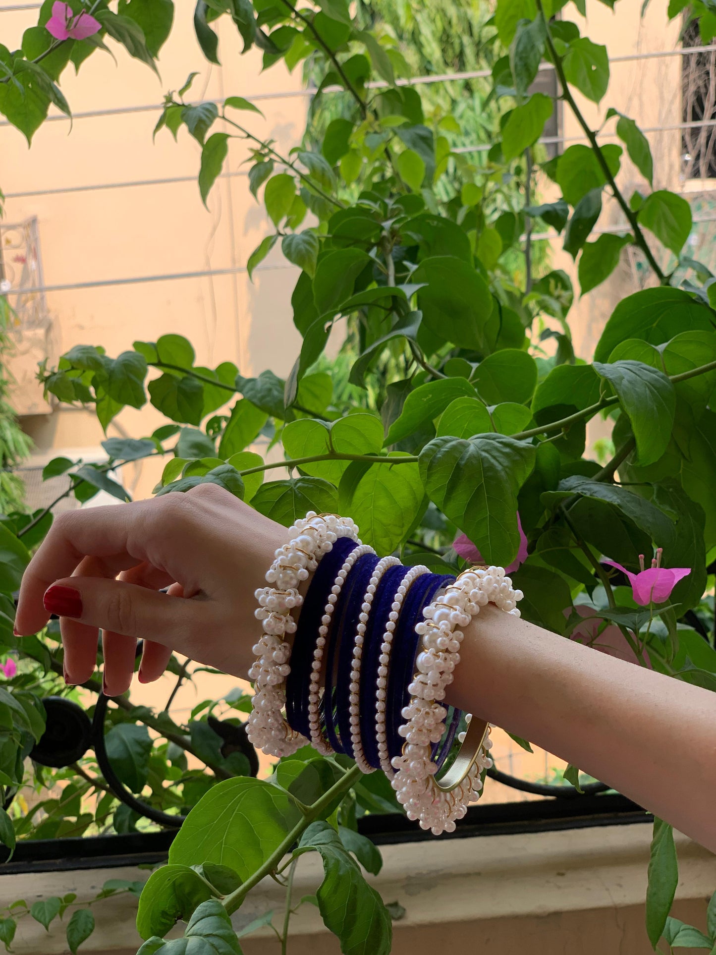 Moti and velvet set - Dark Blue