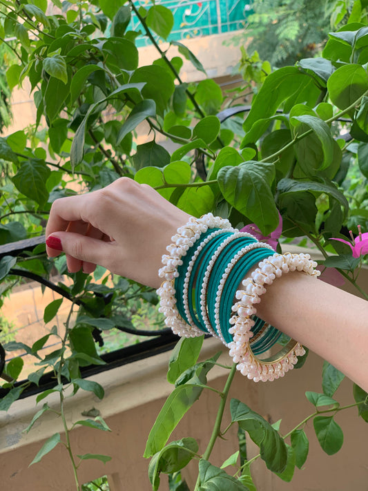 Moti and velvet set - Blue