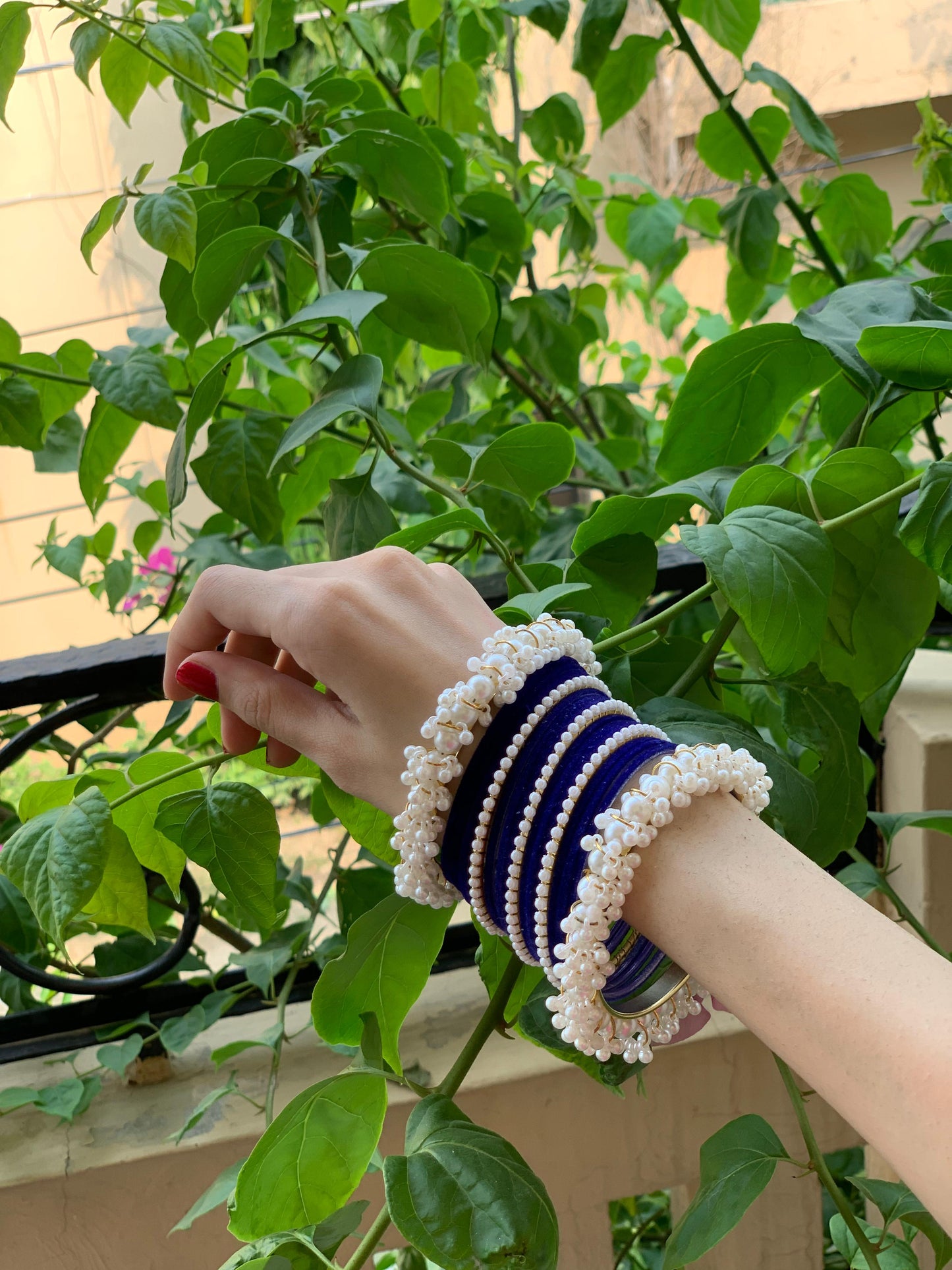 Moti and velvet set - Dark Blue