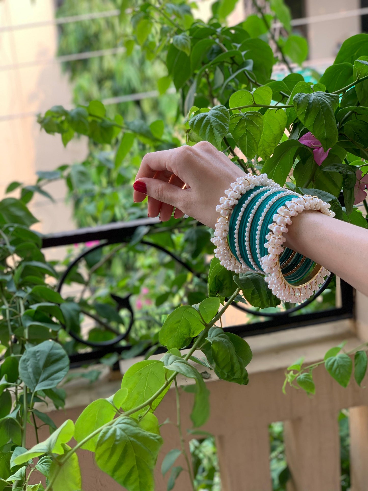 Moti and velvet set - Blue