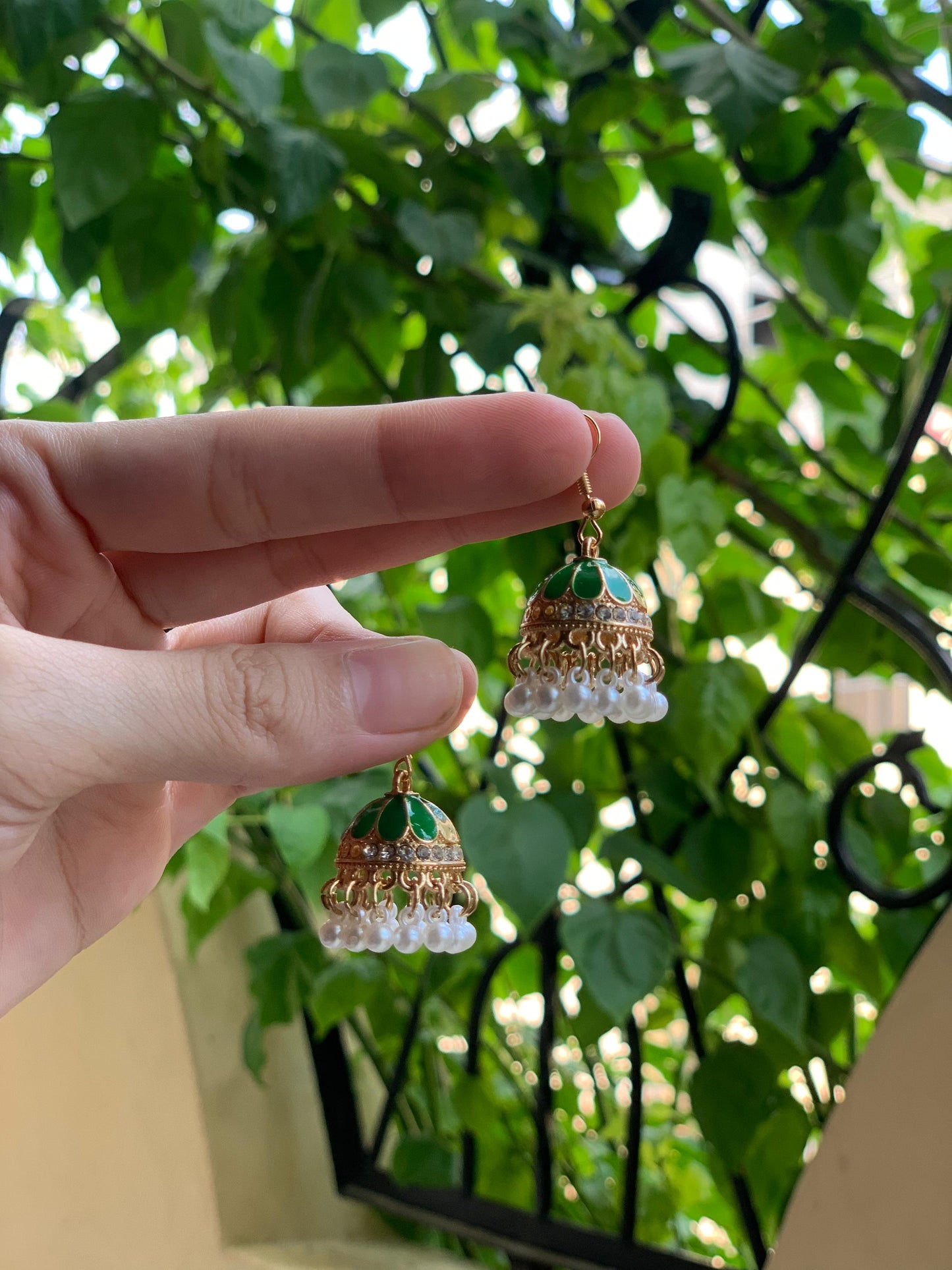 Mini moti jhumki - Green