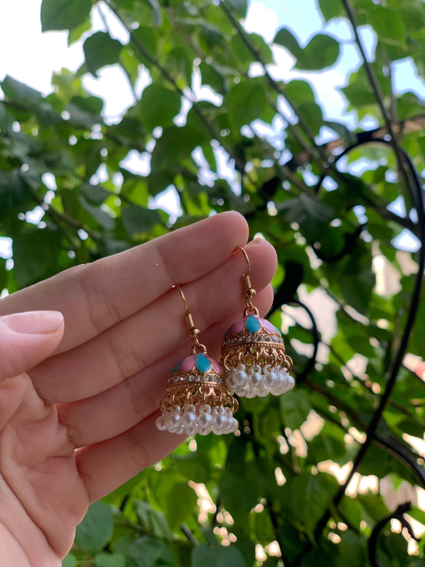 Mini moti jhumki - Pink