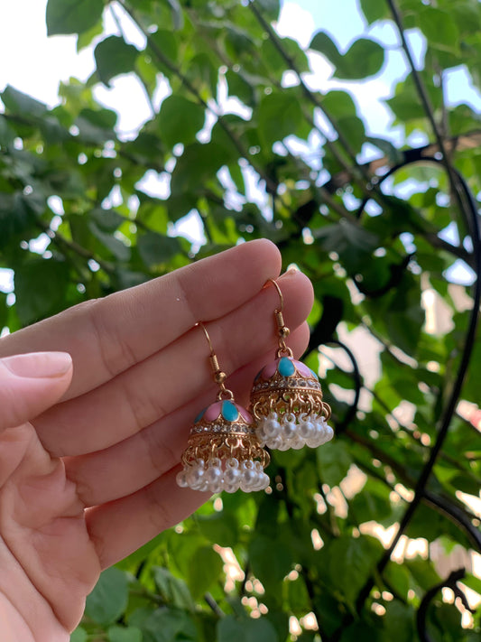 Mini moti jhumki - Pink