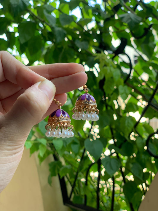 Mini moti jhumki - Purple