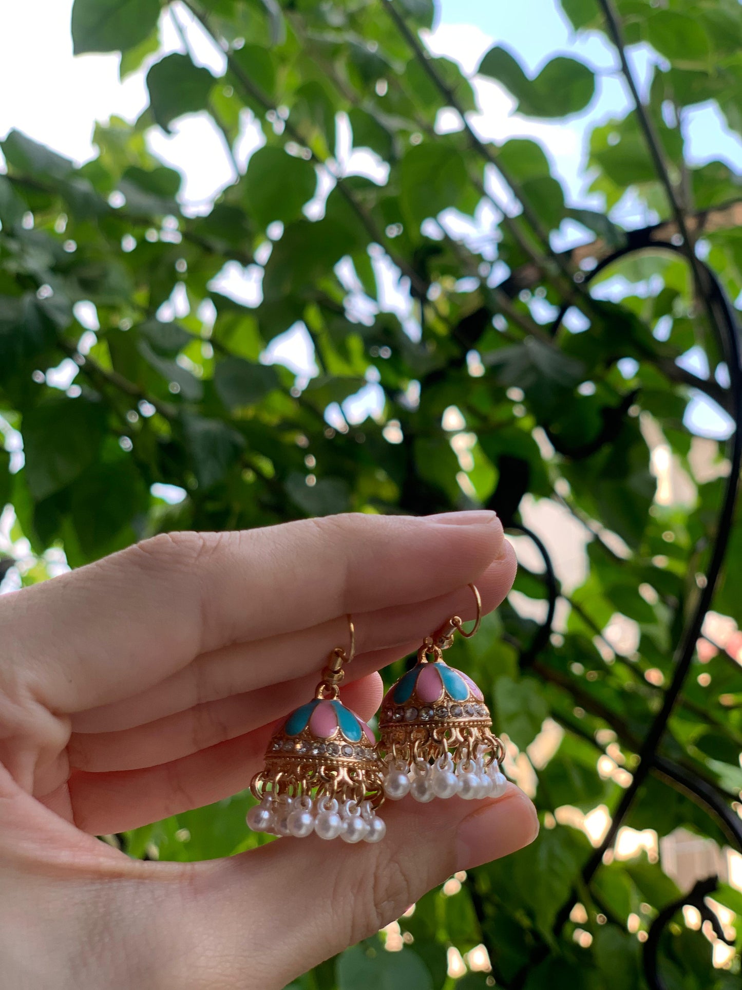 Mini moti jhumki - Pink