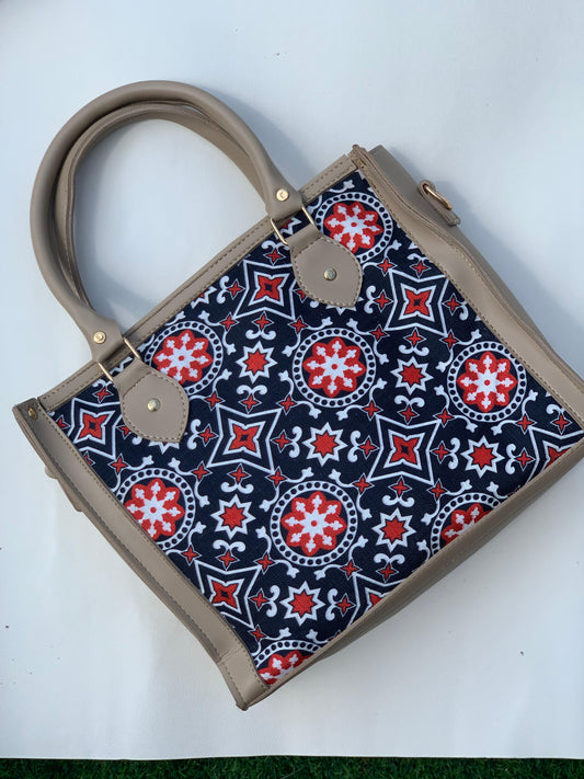 SW-007 Printed Rectangular Bag - Beige