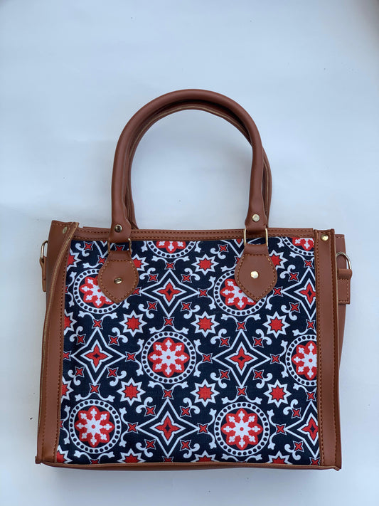 SW-007 Printed Rectangular Bag - Brown