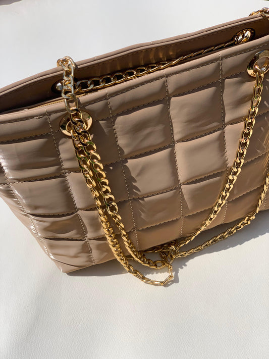 SW-001 Quilted Shoulder Bag - Beige