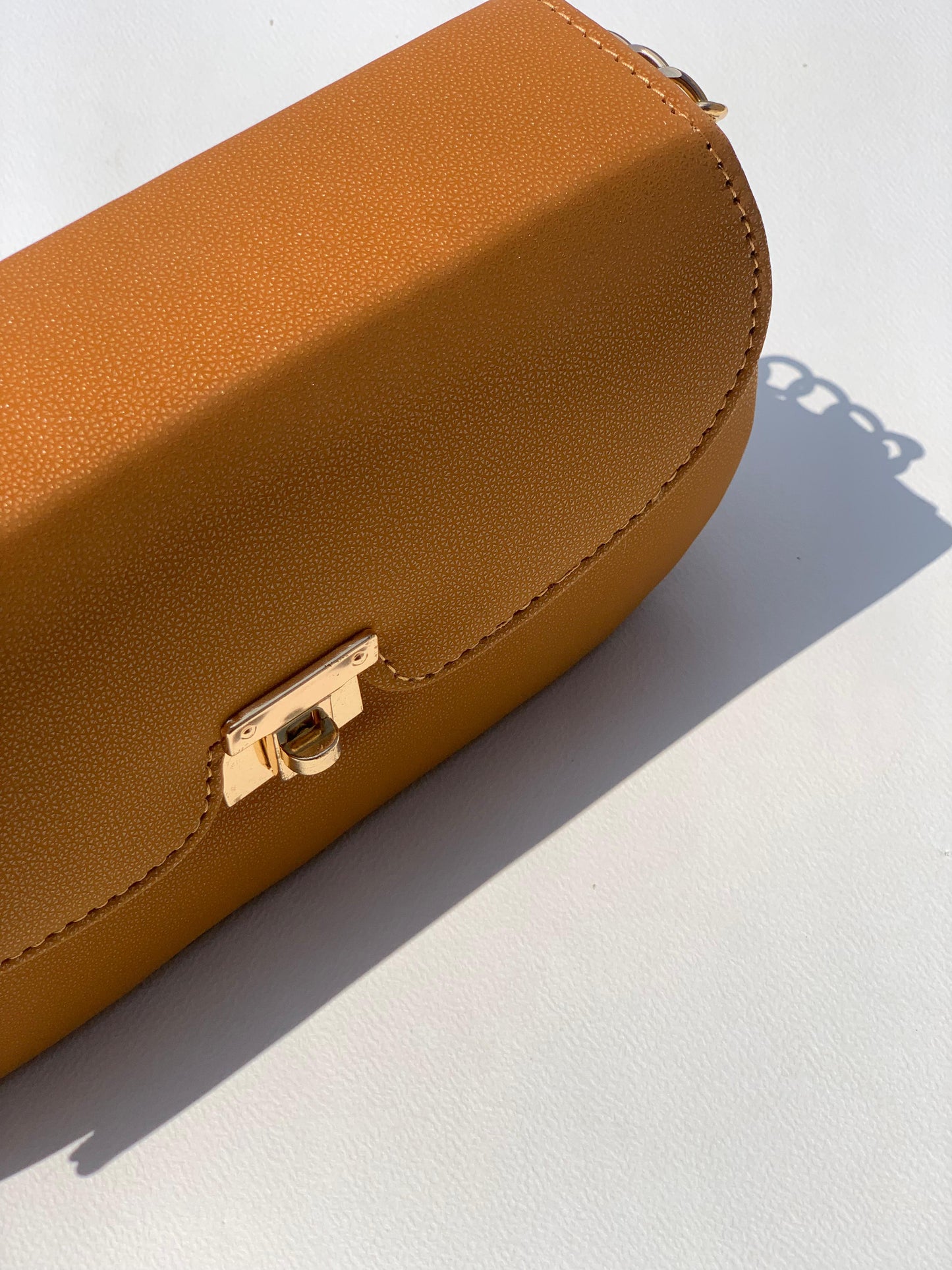 SW-011 Gold Handle Shouulder Bag - Brown