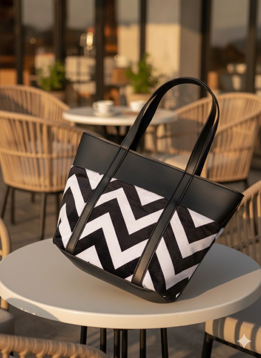 SW-010 Chevron Shoulder Bag - Black