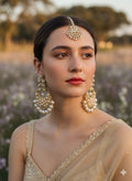 Zahra bindiya and jhumka set - White and Gold
