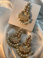 Zahra bindiya and jhumka set - White and Gold