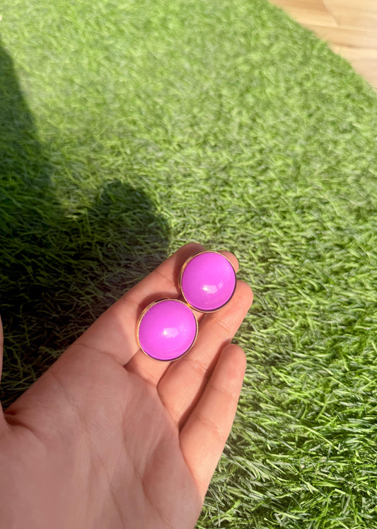 Plain summer breeze round earrings - Purple