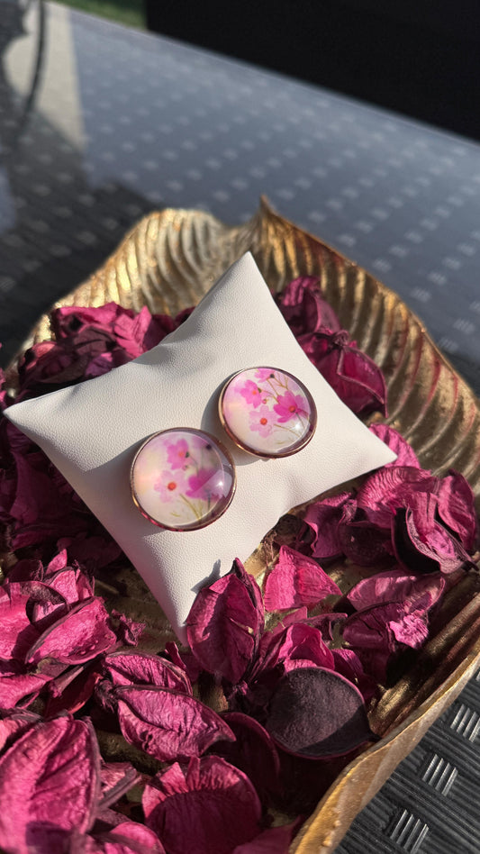 Printed summer breeze round earrings - Floral
