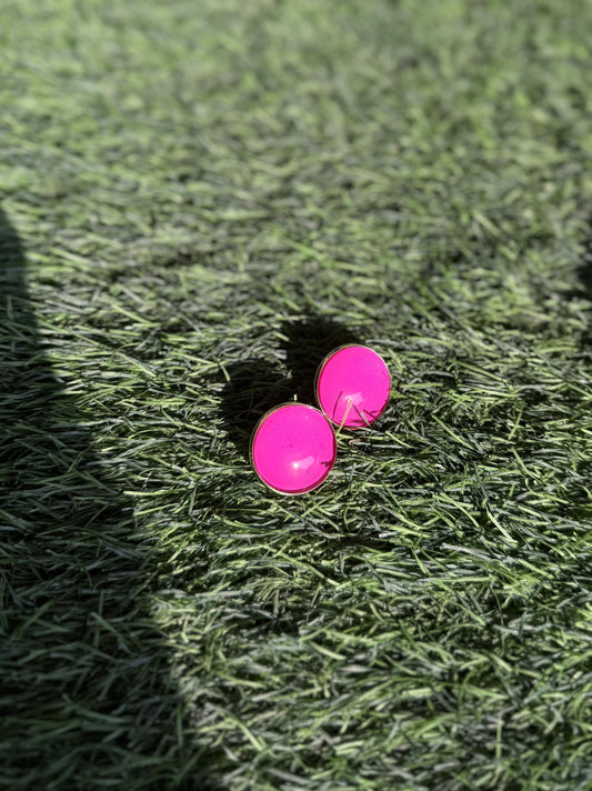 Plain summer breeze round earrings - Pink