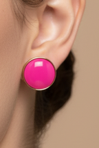Plain summer breeze round earrings - Pink