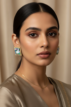 Summer bedazzled square earring - Peacock