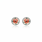 Printed summer breeze round earrings - Orange white