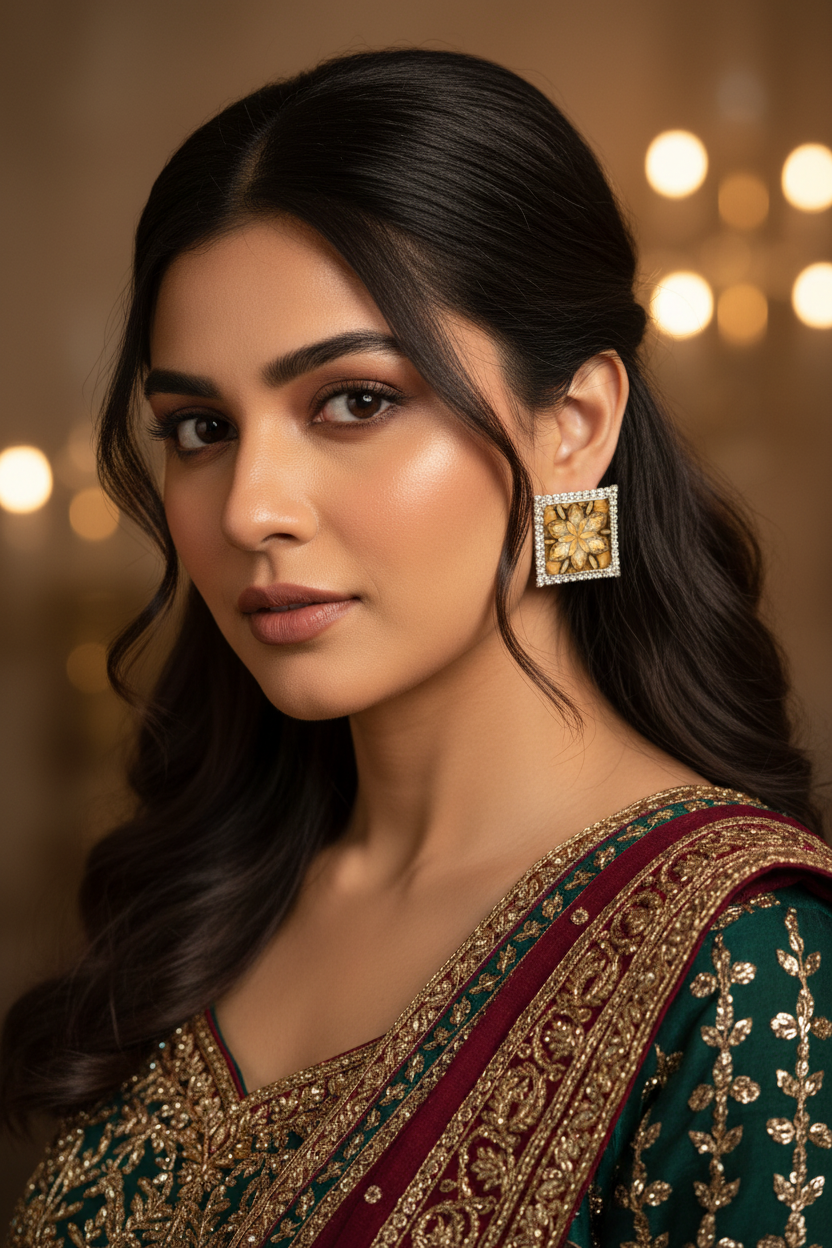 Summer bedazzled square earring - Phool