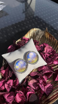 Summer bedazzled round earring - butterfly
