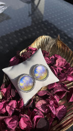 Summer bedazzled round earring - butterfly