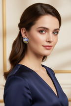 Summer bedazzled round earring - butterfly