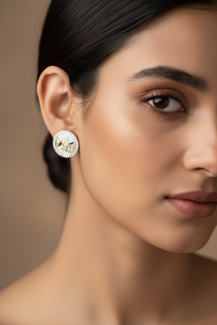 Summer bedazzled round earring - sparrow