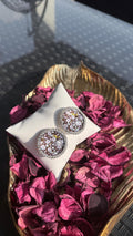 Summer bedazzled round earring- mini flowers