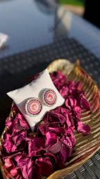 Summer bedazzled round earring - circle pattern