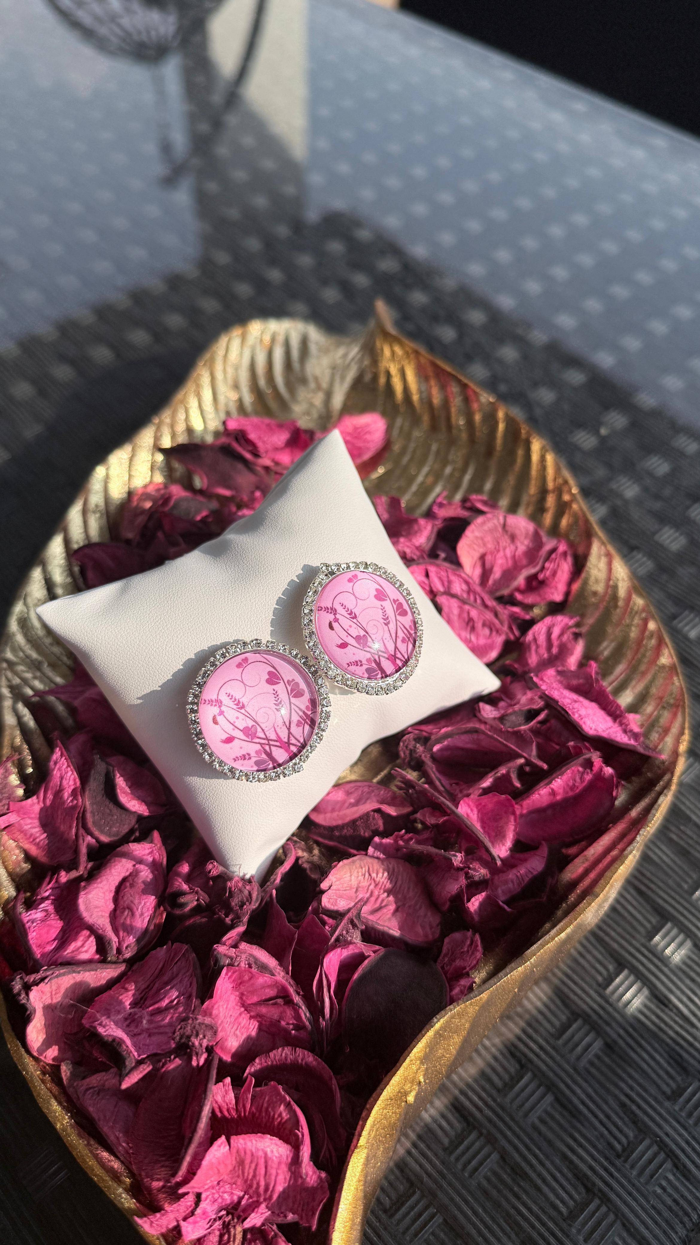 Summer bedazzled round earring - lilac