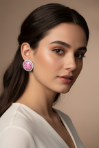 Summer bedazzled round earring - lilac