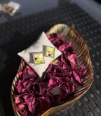 Summer bedazzled square earring - Yellow