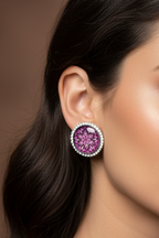 Summer bedazzled round earring - Purple