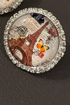 Summer bedazzled round earring - Eiffel Elegance