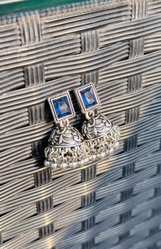 Chandi chakoor Jhumki - Blue