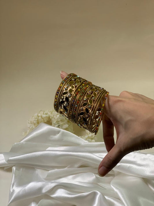 Gold booti karray with gold chooriyan set