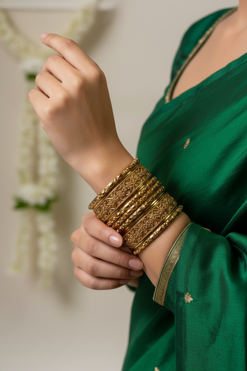 Gold aiman Bangles set