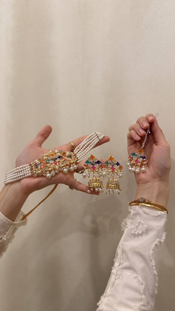 Husn-e-moti choker set White