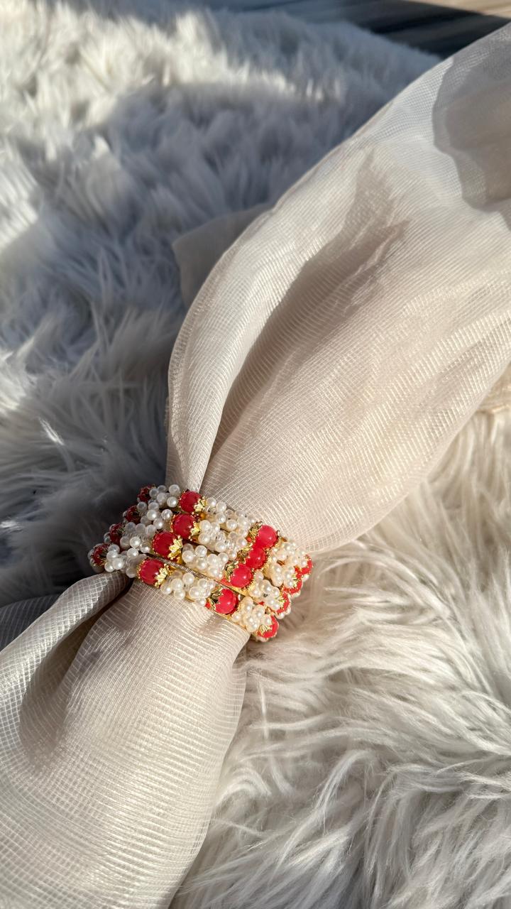 Muskan moti Bangles - Orange Red